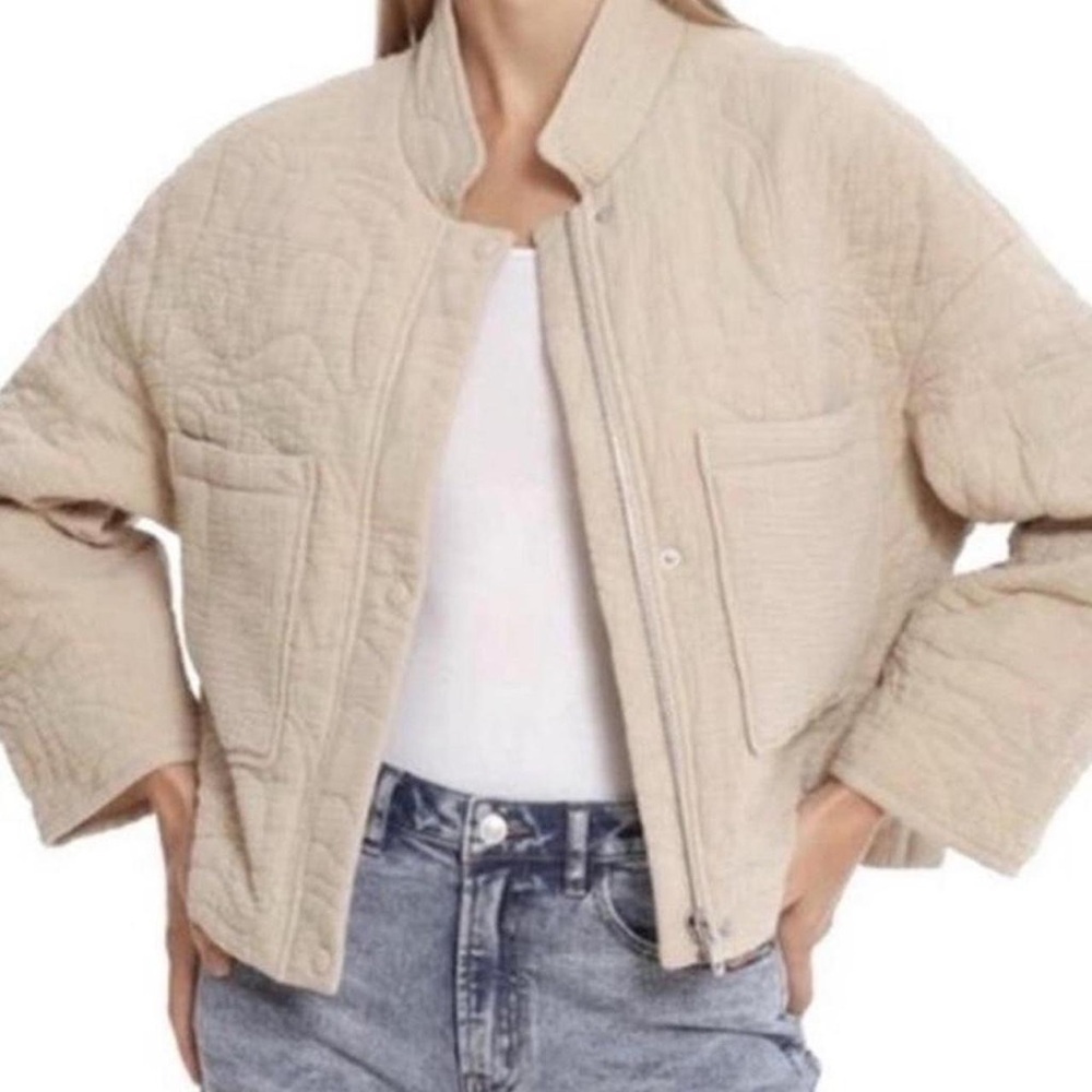 *7 FOR ALL MANKIND* Cream Quilted Puffer Jacket Size Small